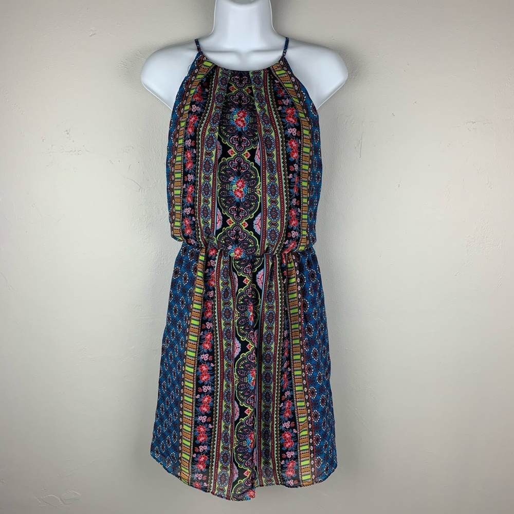 BY & BY MULTICOLORED SLEEVELESS DRESS - XL